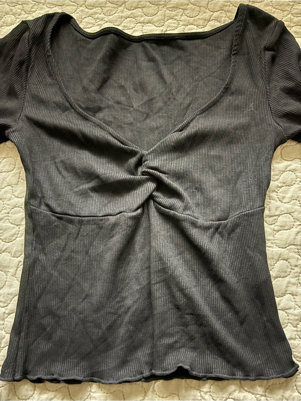 HALARA Black Ribbed Twist-Front Long Sleeve Tee NWOT - Picture 9 of 9